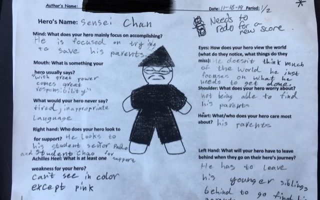 A white 13-year-old was told his drawing of an Asian superhero is too offensive and racist.